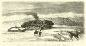 Egy állomás, egy utazó megállóhely a Sierra Nevadában. alkotó: Edouard Riou